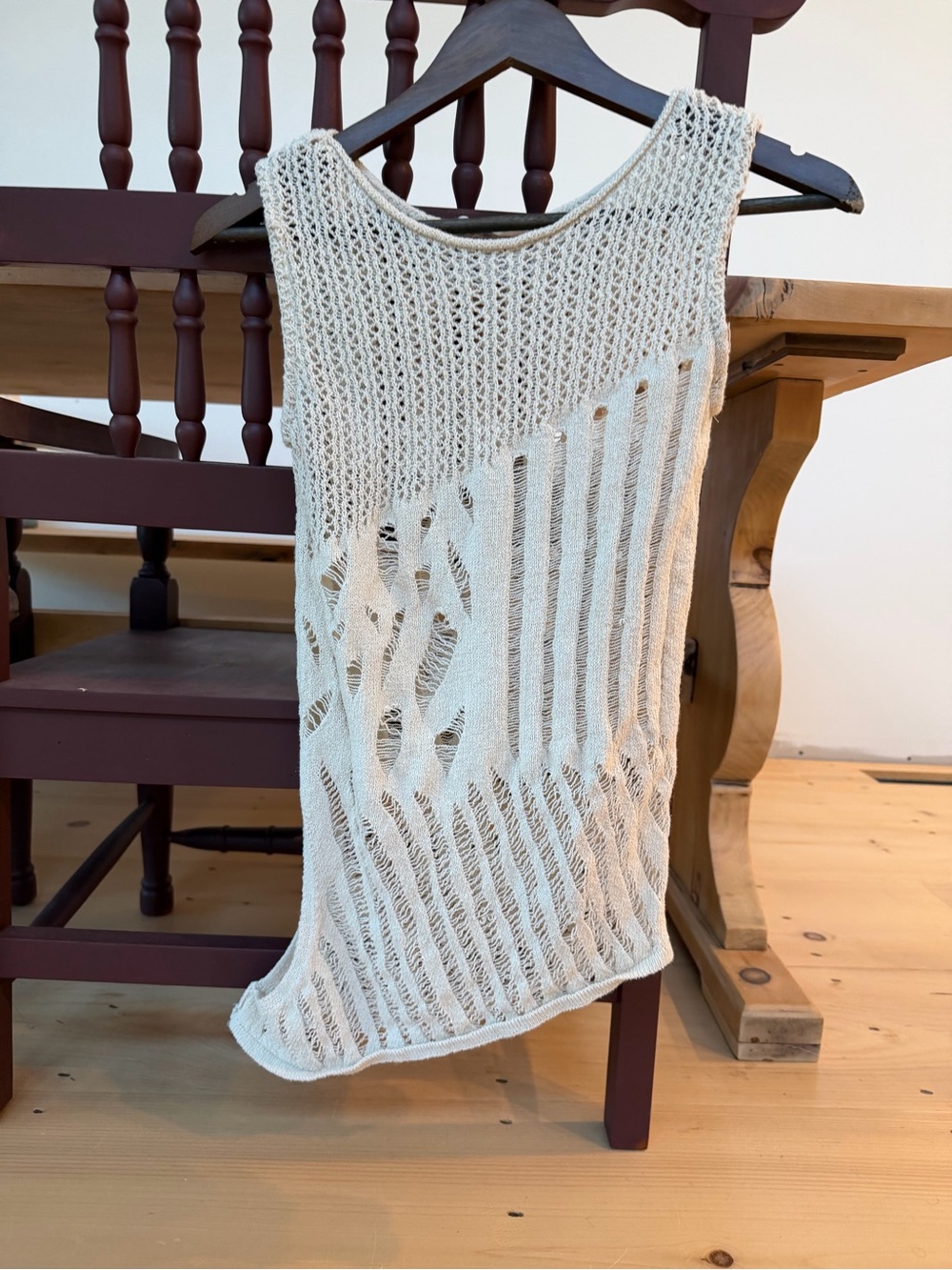 Zara Cream Open-Knit Tank